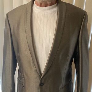 John Varvatos USA Shiny Silver Shawl Collar Poly Blend Tuxedo Jacket 48R
